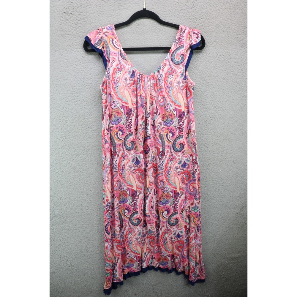 Ellen Tracy Ruffle Sleeve Paisley Long Nightgown-Small-Boho-Soft